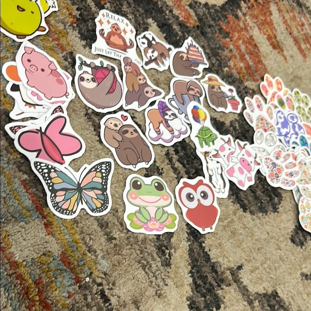 50 Stickers Adorable Animals Paws & Nature Stickers Set of 50 NWT Colorful